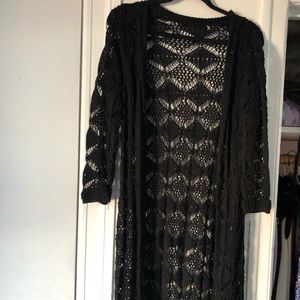 Black crochet kimono
